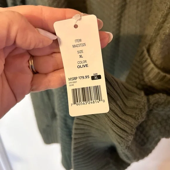 NWT GAP Olive Open-Front Knit Pocket Cardigan - Picture 7 of 11